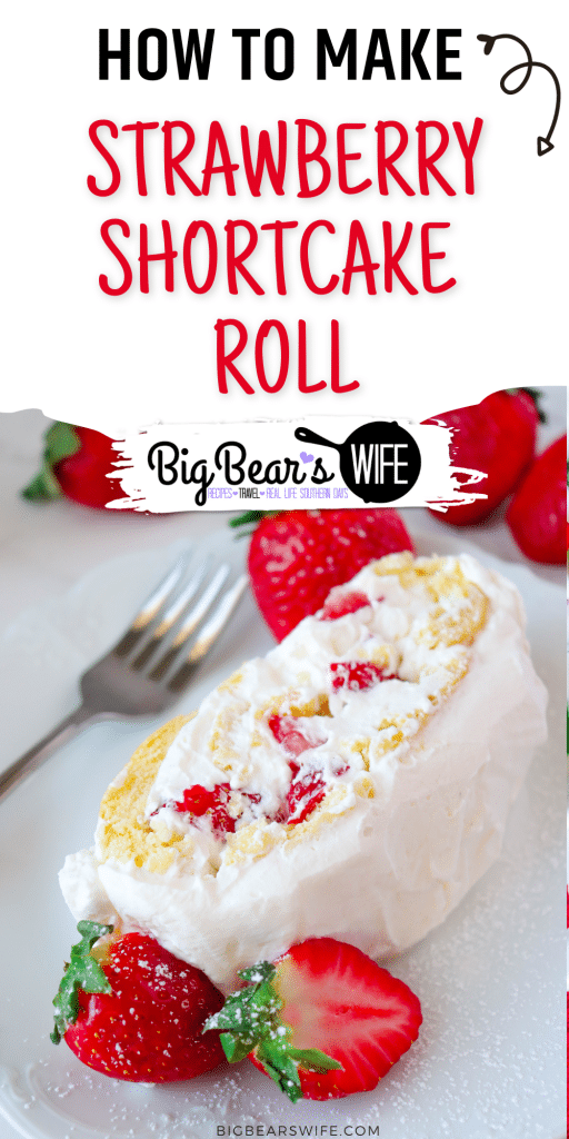 This fresh Strawberry Shortcake Roll is made up of a homemade vanilla sponge cake, fresh whipped cream and fresh chopped strawberries. 