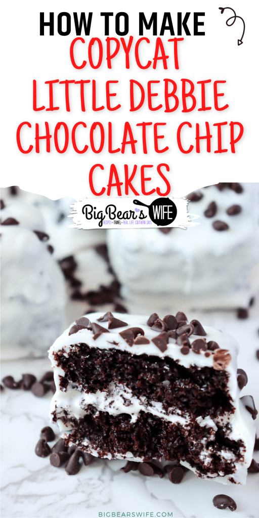 This recipe for CopyCat Little Debbie Chocolate Chip Cakes gives a homemade twist to these classic little cake treats! Layers of homemade chocolate cake with marshmallow cream centers, dipped in white chocolate and topped with mini chocolate chips. 
