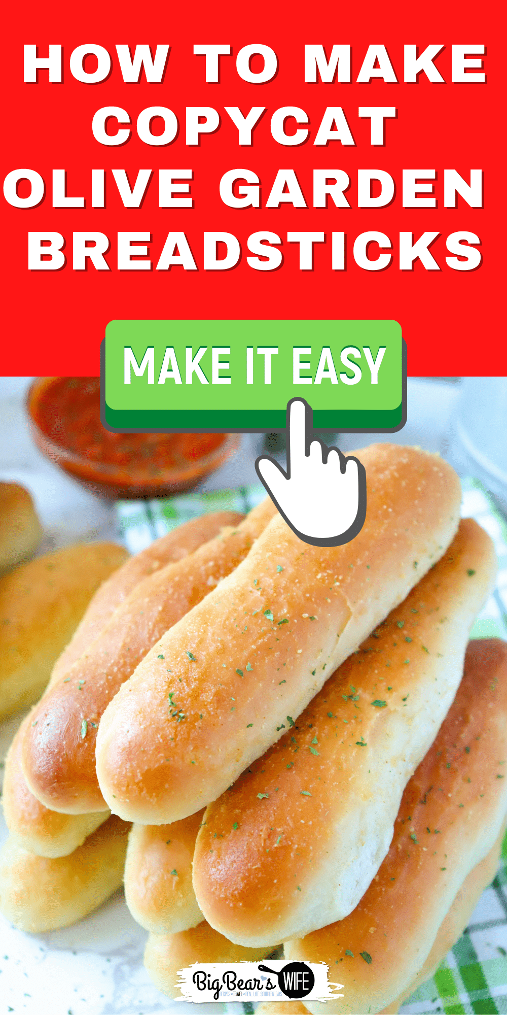 These homemade breadsticks are light and fluffy and lightly browned, perfect as a side to any soup or pasta dish. These breadsticks are our favorite Copycat Olive Garden Breadsticks recipe! via @bigbearswife