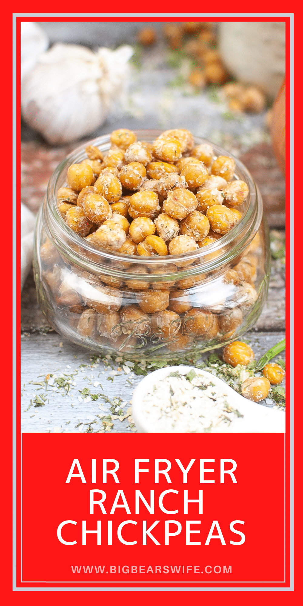These crispy Air Fryer Ranch Chickpeas are a great snack and super easy to make! Air Fryer Chickpeas with a homemade ranch seasoning!  via @bigbearswife
