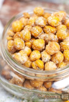 close up of Ranch Chickpeas ion a glass jar