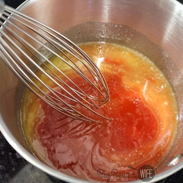 hot sauce and butter whisking