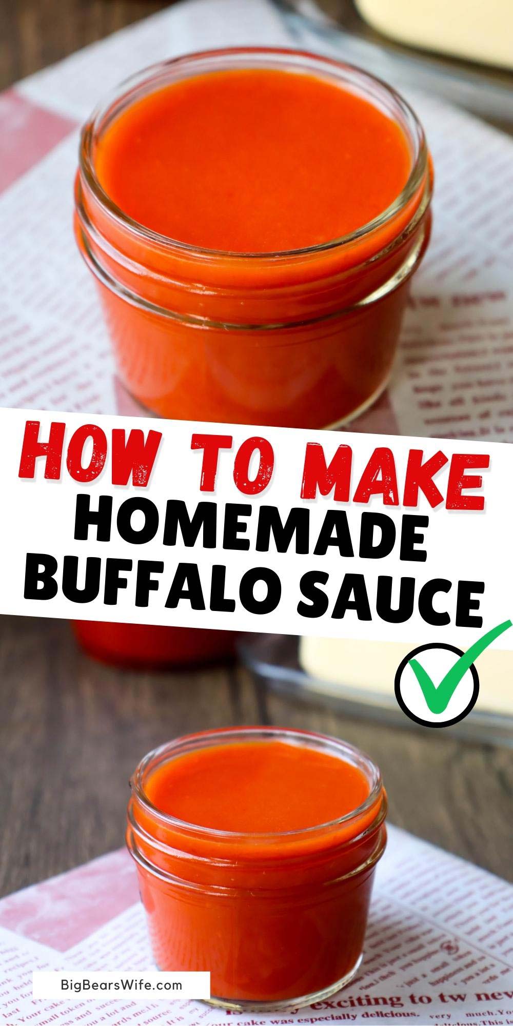 This homemade Texas Pete Buffalo sauce is so easy to make and comes out perfect every time! It's great for tossing chicken wings, drizzling on pizzas, topping shredded chicken sandwiches and making dips! via @bigbearswife