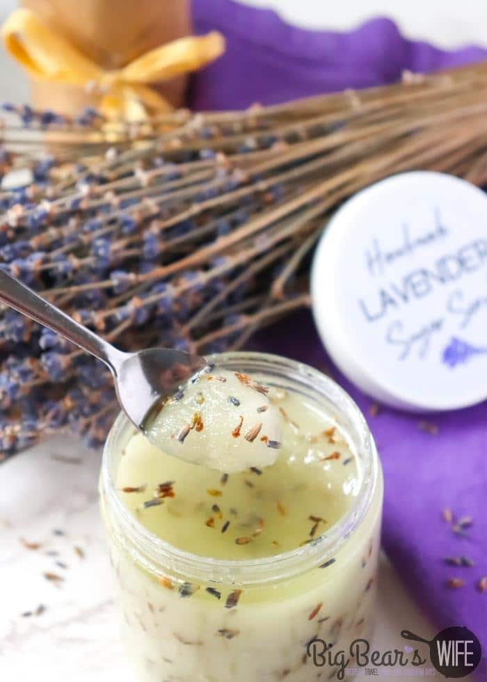 Jar-of-Homemade-Lavender-Sugar-Scrub-with-sticker-label-in-background-
