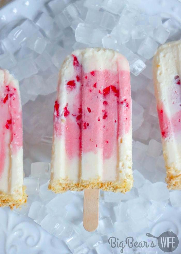 Cherry-Cheesecake-Popsicles-on-top-of-ice