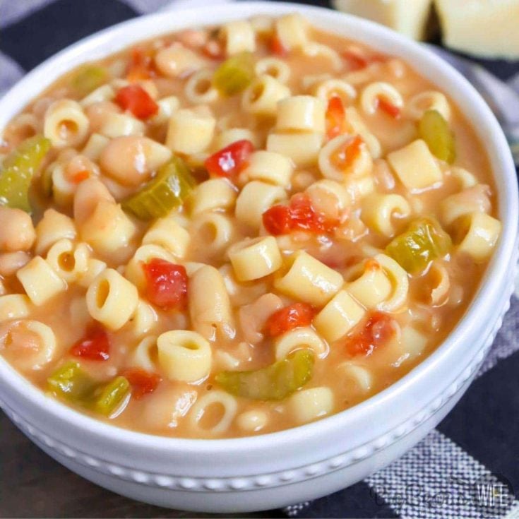 This Southern Italian Pasta e Fagioli Recipe has been passed down through the generations and has always been a family favorite! This is a Traditional Authentic Southern Italian Pasta e Fagioli Recipe made with white beans, celery, diced tomatoes, garlic, and pasta.