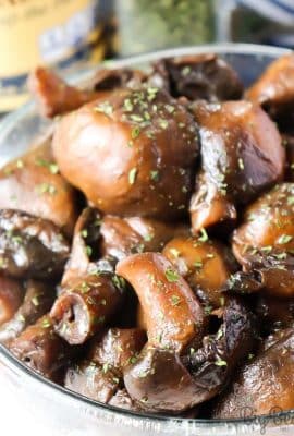These flavorful mushrooms are cooked in butter and Worcestershire sauce until soft and delicious! These Buttered Worcestershire Mushrooms are perfect for a side dish with chicken, steak, burgers or fish!