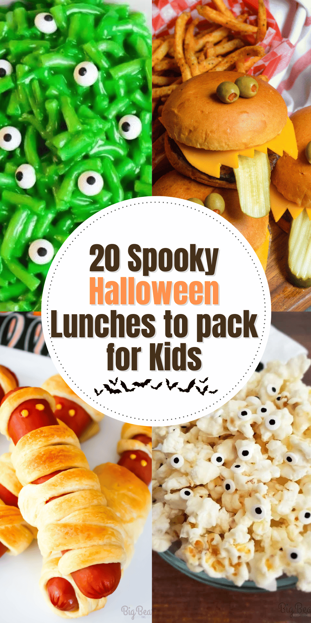 Grab these fun spooky lunch ideas to make up some Halloween lunchboxes for the kids (or yourself!) during the month of October! Savory, Sweet and Snackable Recipes included! via @bigbearswife