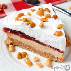Peanut Butter Jelly Pie Slice on white plate