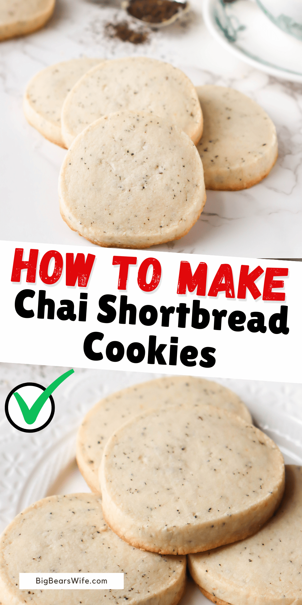 These wonderful slice-and-bake Chai Shortbread Cookies are filled with the warm spices of chai tea and so easy to make. Serve them up with a warm cup of chai, milk or coffee for a cozy treat. via @bigbearswife