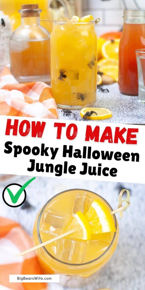 Spooky Halloween Jungle Juice - I remember drinking Jungle Juice in college and at a few parties after! This Halloween version is perfect for an adult Halloween Party and pretty easy to toss together!