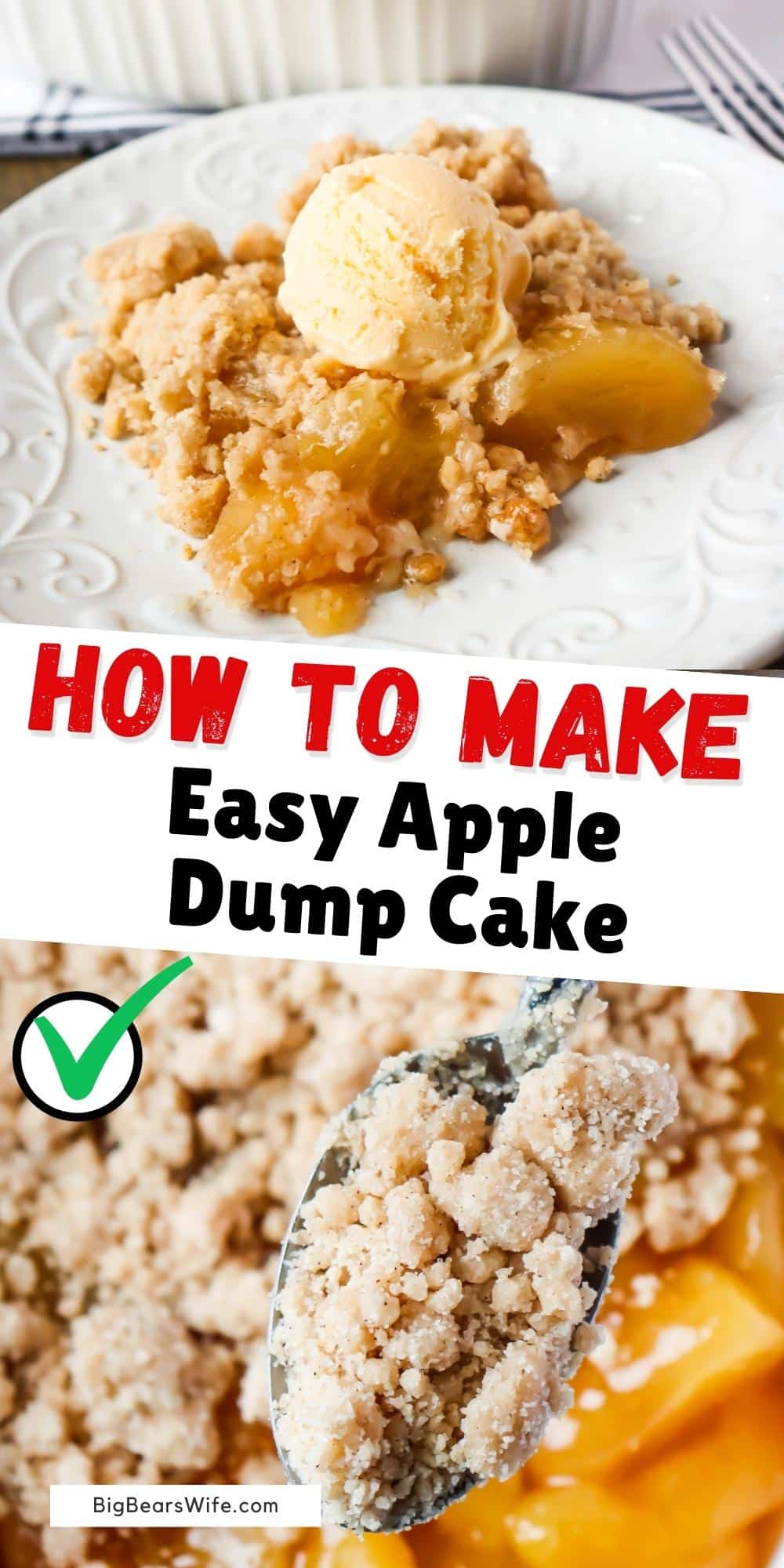 This easy Apple Dump Cake is fall in a cake! Just mix, dump and bake to create the best apple cake that's perfect for Fall!  via @bigbearswife