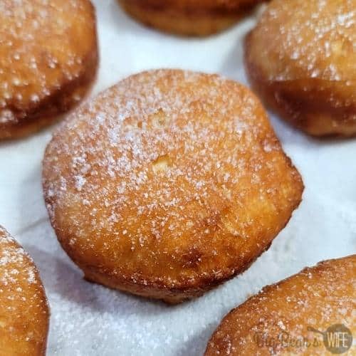 Fried Biscuit Donut with powdered sugar
