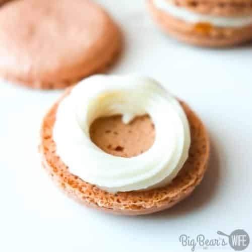 White frosting on center of Salted Caramel Macaron
