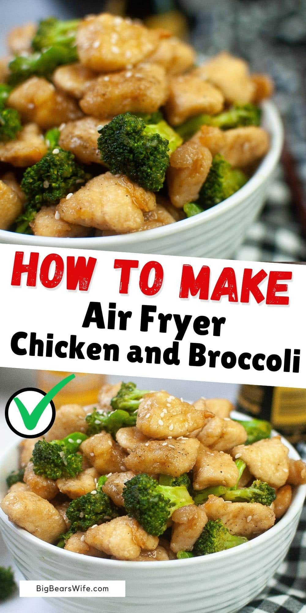 This fantastic Air Fryer Chicken and Broccoli is a take out inspired recipe that is great for any day of the week! Chicken is cooked in the air fryer and them mixed together with an easy sauce and fresh broccoli for the perfect "takeout" at home. Great on it's own or served over rice.

 via @bigbearswife