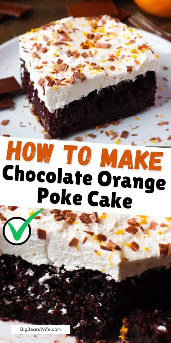 Skip the box, it doesn’t get any easier than this homemade Chocolate Orange Poke Cake. The combination of chocolate and orange is a match made in dessert heaven. Rich chocolate cake is drenched in orange gelatin for a super moist cake that's topped with orange zest-infused whipped cream. Almost a pudding cake, but with enough density to hold its structure. 