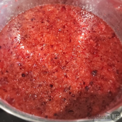 fresh cranberries and oranges blended in a sauce pan