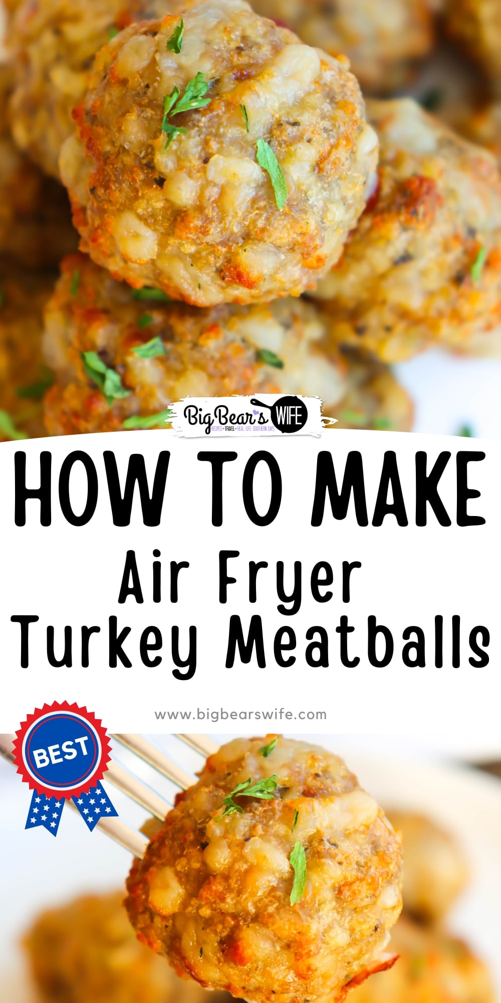 If you're looking for a healthy air fryer recipe, these Air Fryer Turkey Meatballs are for you! These are great for eating on their own, perfect for parties or great for spaghetti and meatballs!  via @bigbearswife