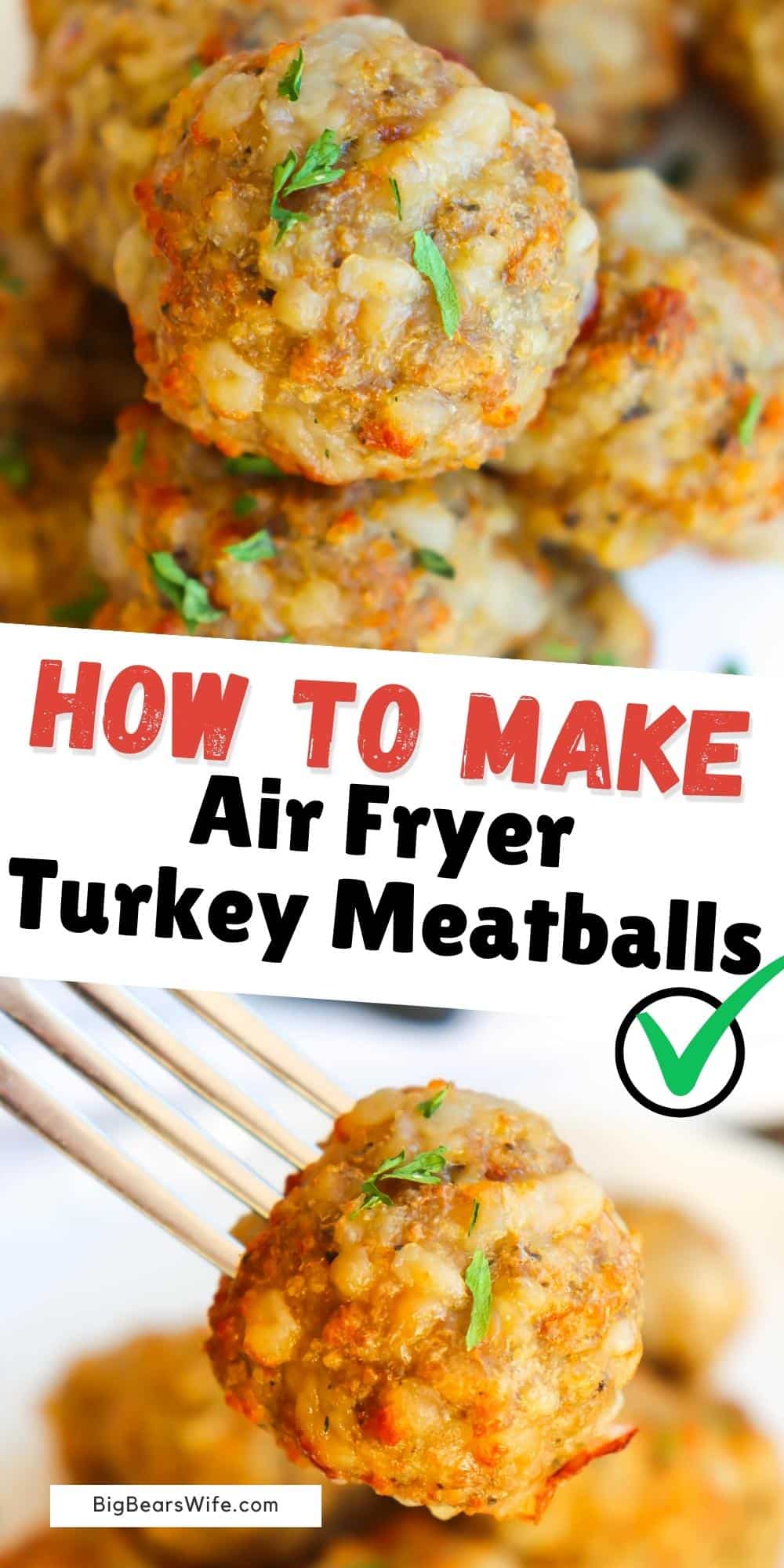 If you're looking for a healthy air fryer recipe, these Air Fryer Turkey Meatballs are for you! These are great for eating on their own, perfect for parties or great for spaghetti and meatballs!  via @bigbearswife