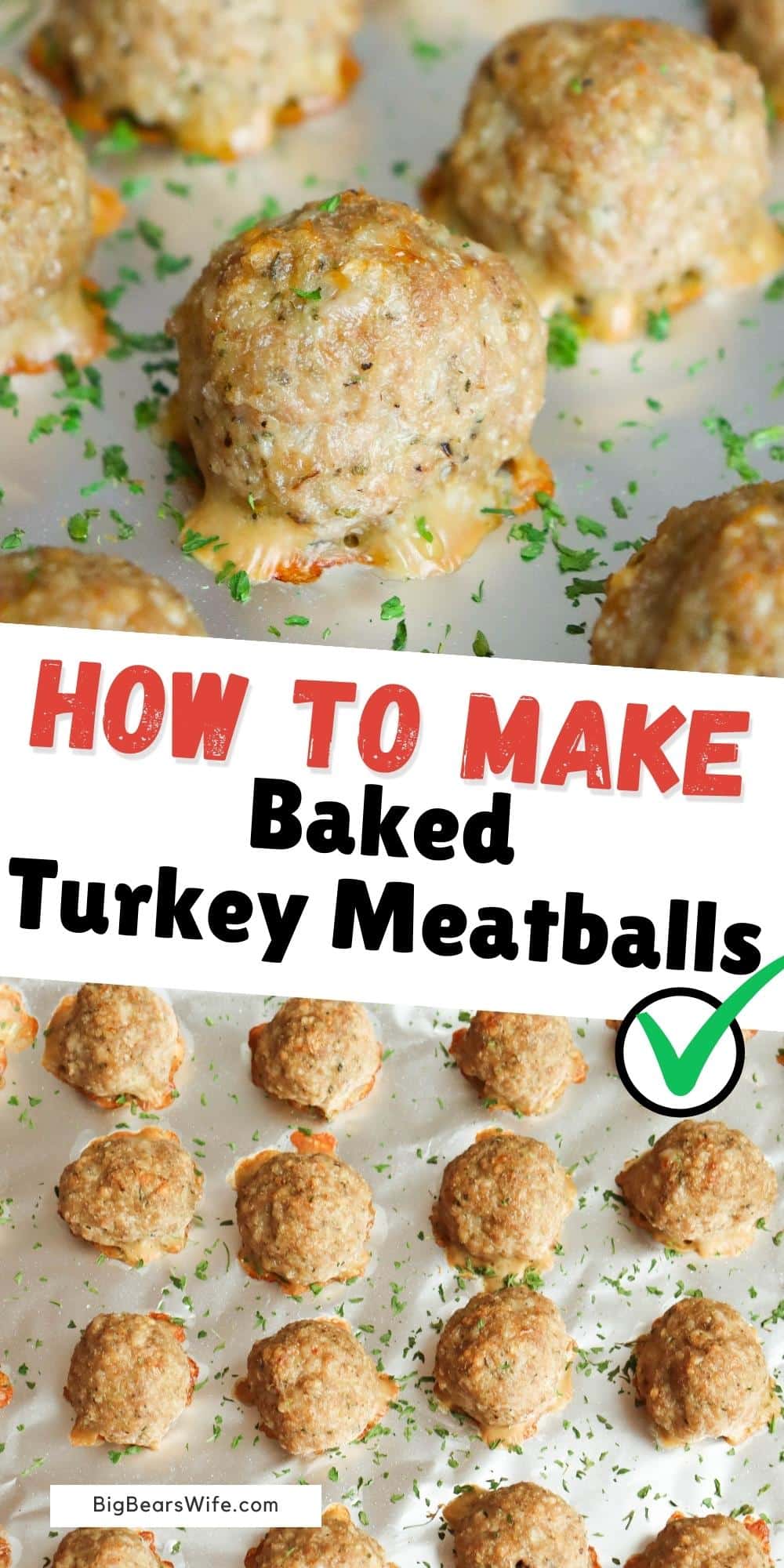 These Baked Turkey Meatballs are perfect for spaghetti and meatballs, slow cooker BBQ meatballs, Meatballs in sauce, meatball subs and so much more!  via @bigbearswife