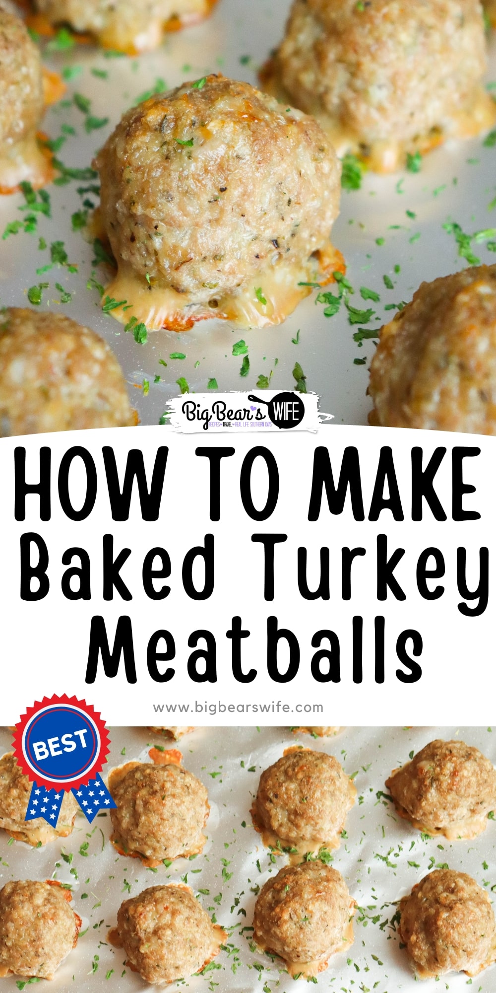 These Baked Turkey Meatballs are perfect for spaghetti and meatballs, slow cooker BBQ meatballs, Meatballs in sauce, meatball subs and so much more!  via @bigbearswife