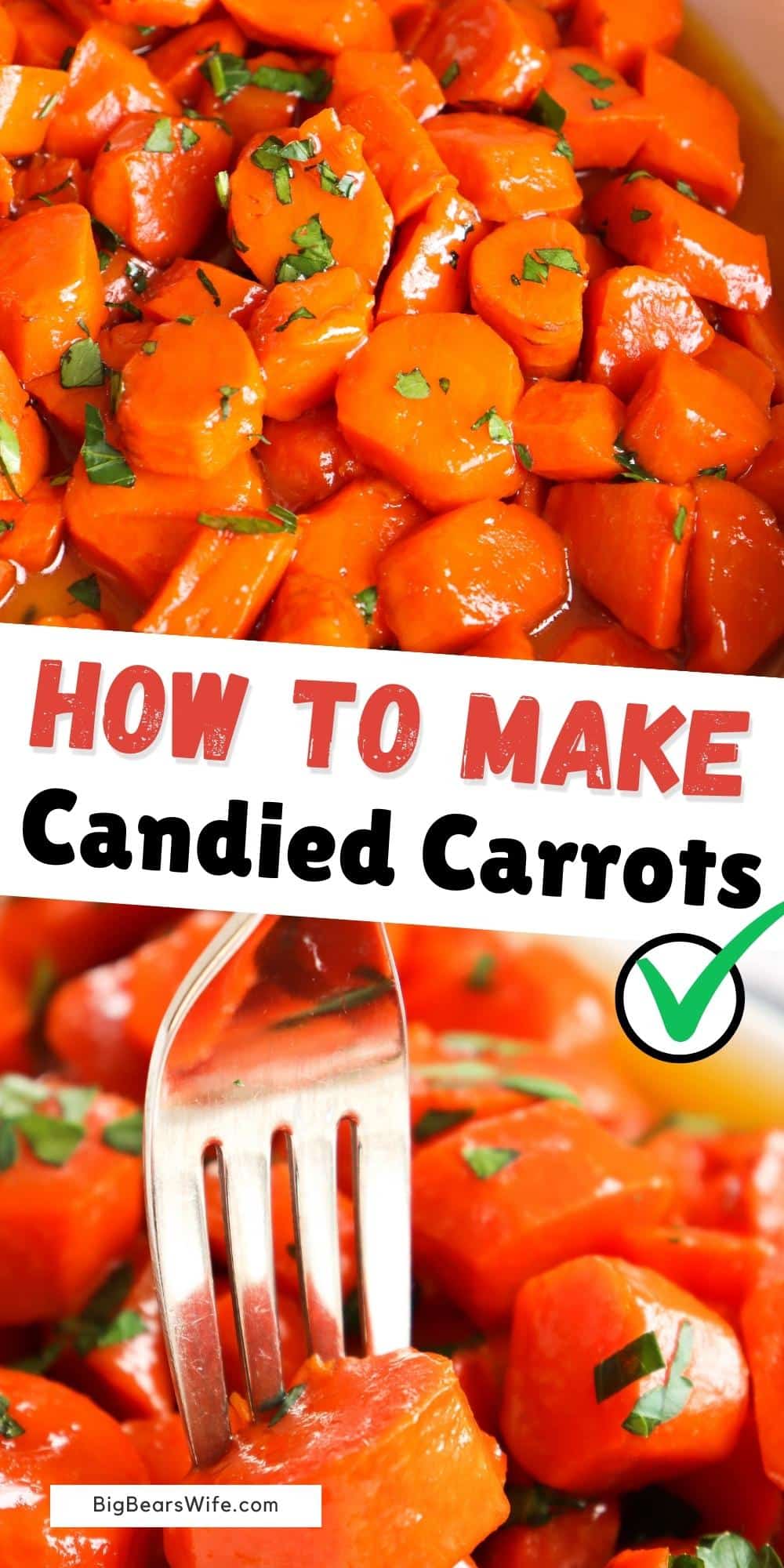 These sweet candied carrots are simple to make with a little butter and brown sugar. Perfect as a side dish or as a sweet snack! We love to make these carrots as a side dish for Air Fryer Meatloaf, Healthy Low Carb Air Fryer Chicken Nuggets, and Instant Pot Short Ribs! via @bigbearswife