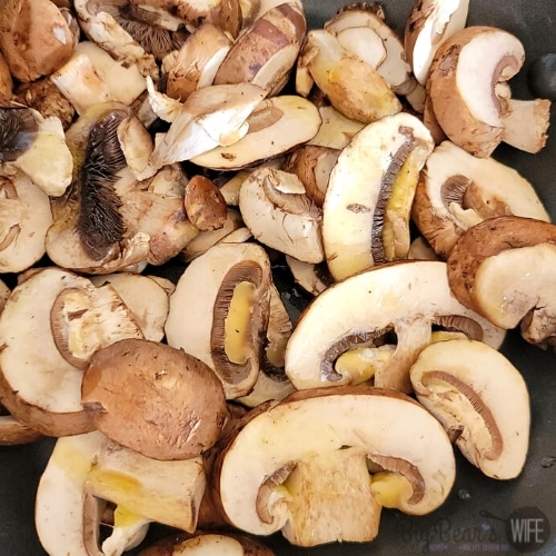 Mushrooms and Olive Oil in a skillet
