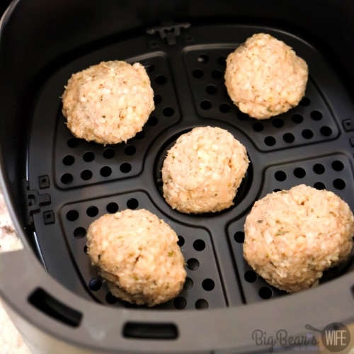 raw turkey meatballs in airfryer