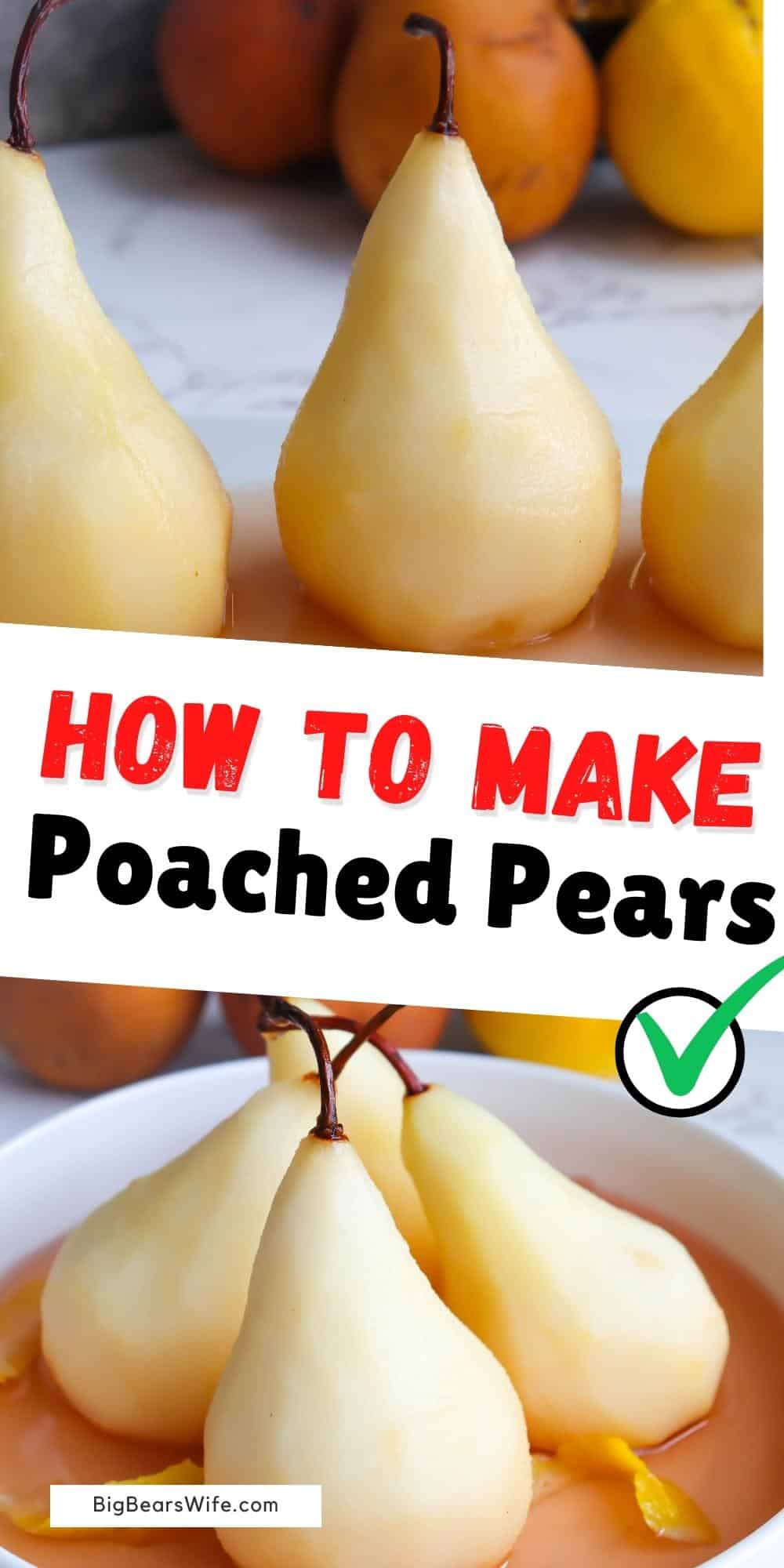 These poached pears are so easy to make and perfect when served with vanilla ice cream, homemade whipped cream or an Espresso! This recipe calls for Bosc pears specifically, as they hold their shape well when poached. This vintage recipe first appeared in the 1986 edition of Homemade Good News Cookbook. via @bigbearswife