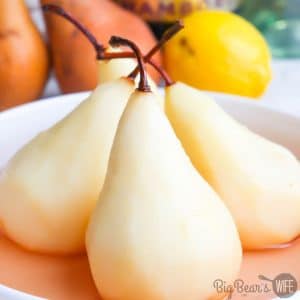 These poached pears are so easy to make and perfect when served with vanilla ice cream, homemade whipped cream or an Espresso! This recipe calls for Bosc pears specifically, as they hold their shape well when poached. This vintage recipe first appeared in the 1986 edition of Homemade Good News Cookbook.