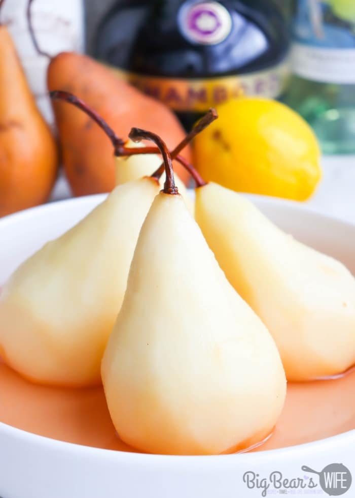 How to Make Poached Pears - Poached Pears in white dish