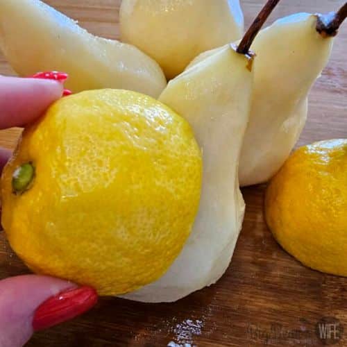 Rubbing Lemon on Pears