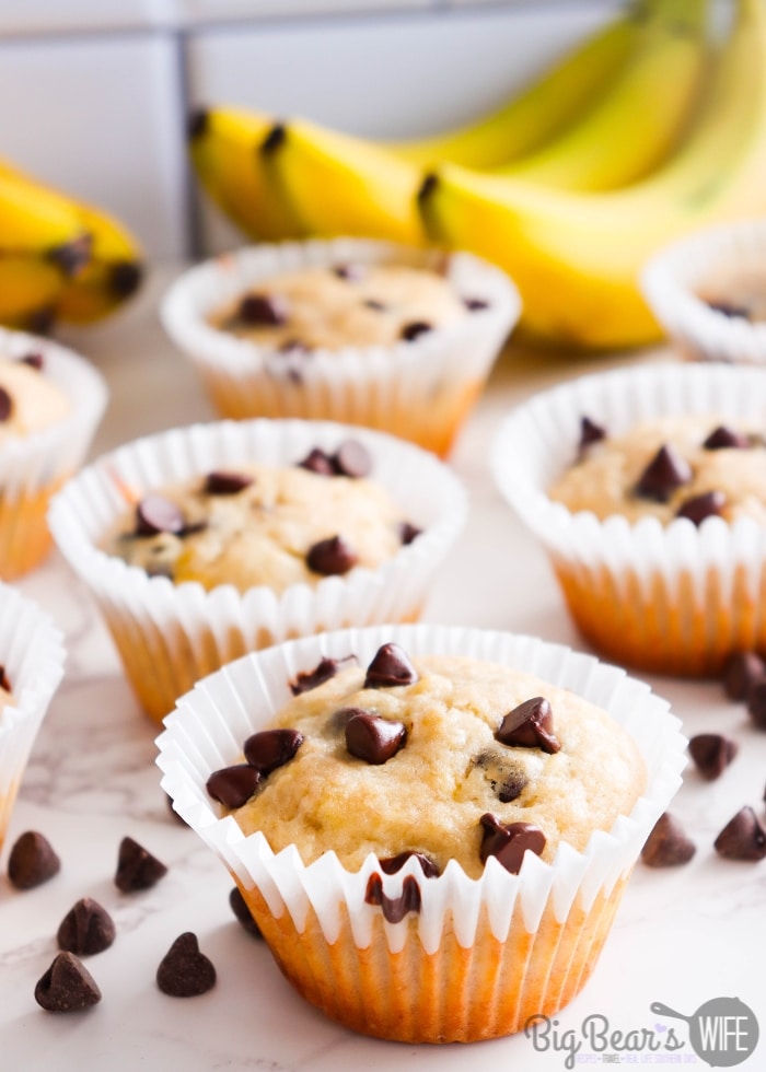 Banana Chocolate Chip Muffins in Muffin Liners