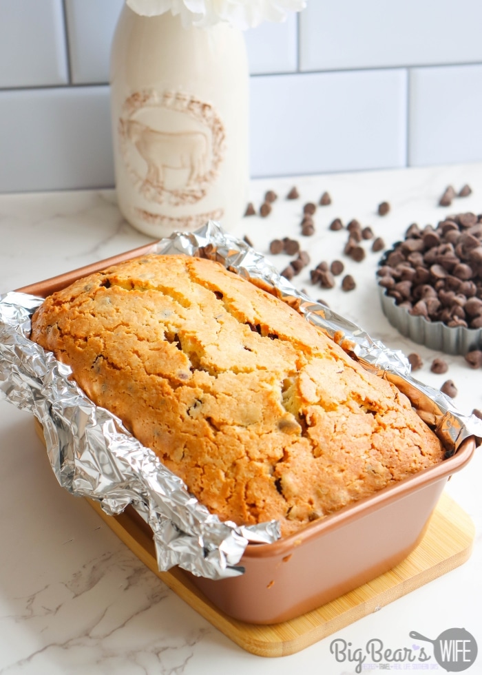 Chocolate Chip Pound Cake in loaf pan