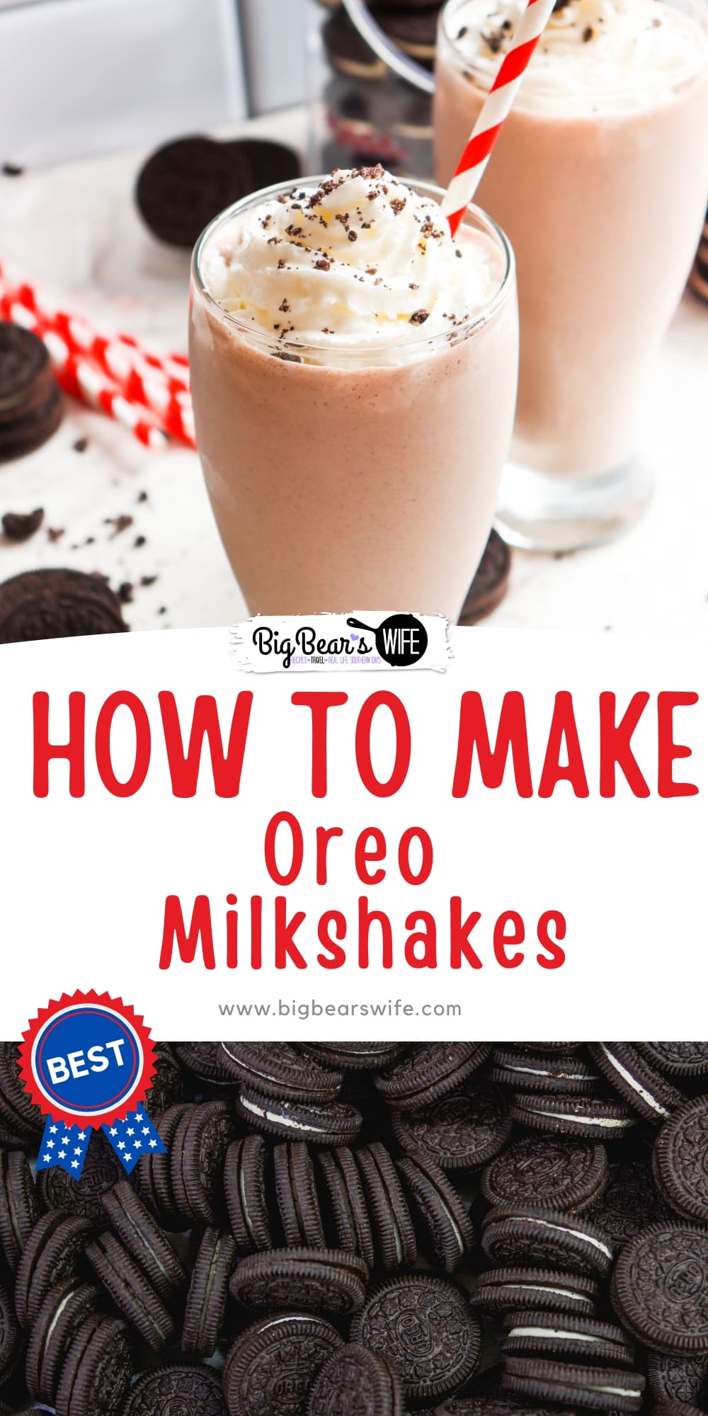 From old school diners to restaurants all over, the OREO milkshake has become a classic favorite of young and old alike! Combine your favorite chocolate sandwich cookies and vanilla ice cream for the perfect homemade milkshake! via @bigbearswife