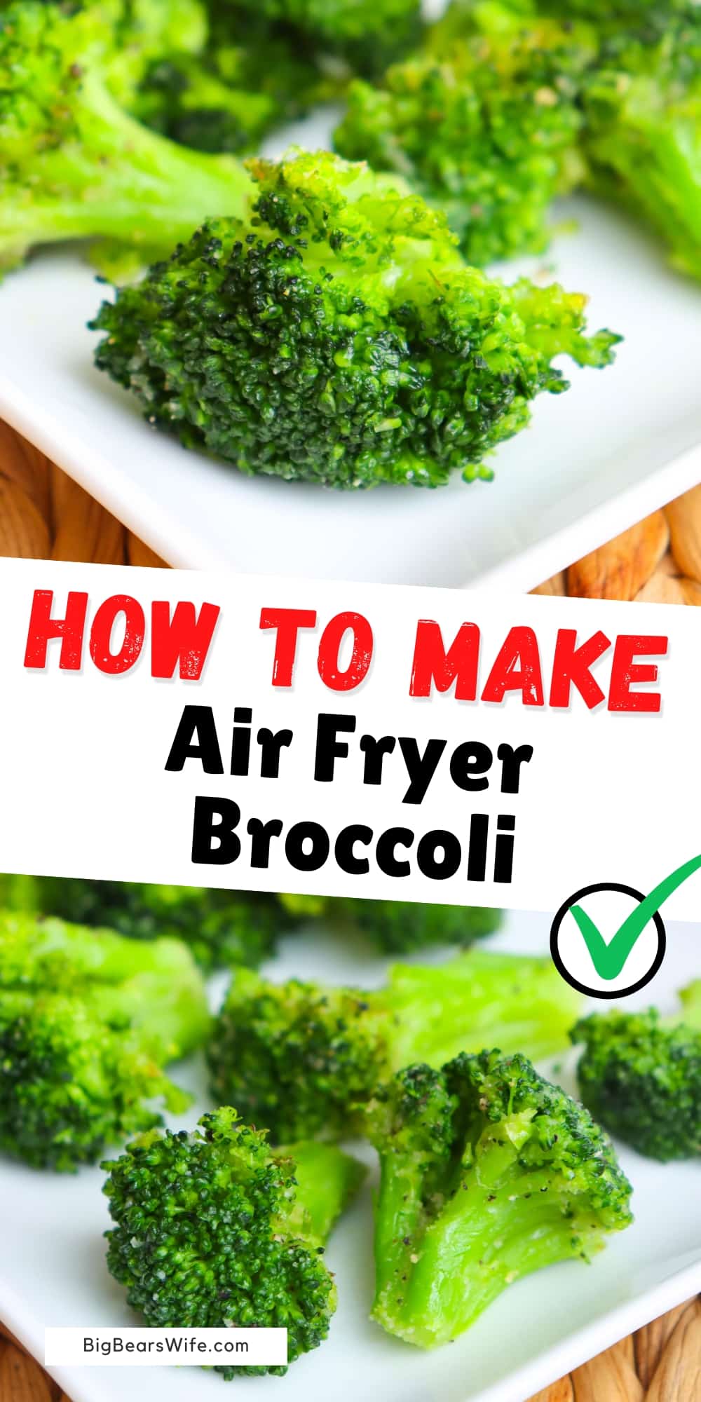 Looking for a quick and easy side dish for your busy weeknights? Look no further than air fryer broccoli. This air frying your broccoli is healthy and a delicious addition to any meal. via @bigbearswife