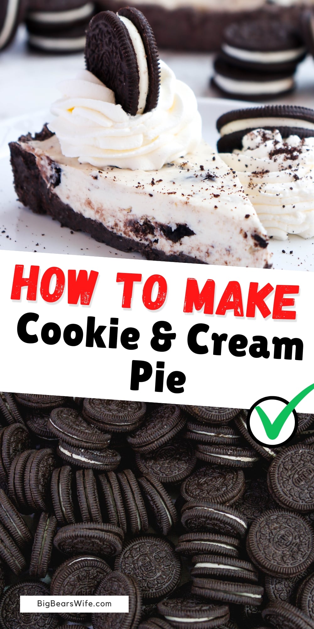 Are you looking for a dessert that is sure to impress your guests or satisfy your sweet tooth? Look no further than cookies and cream pie! This delicious dessert is perfect for any occasion, from dinner parties to solo indulgence. via @bigbearswife