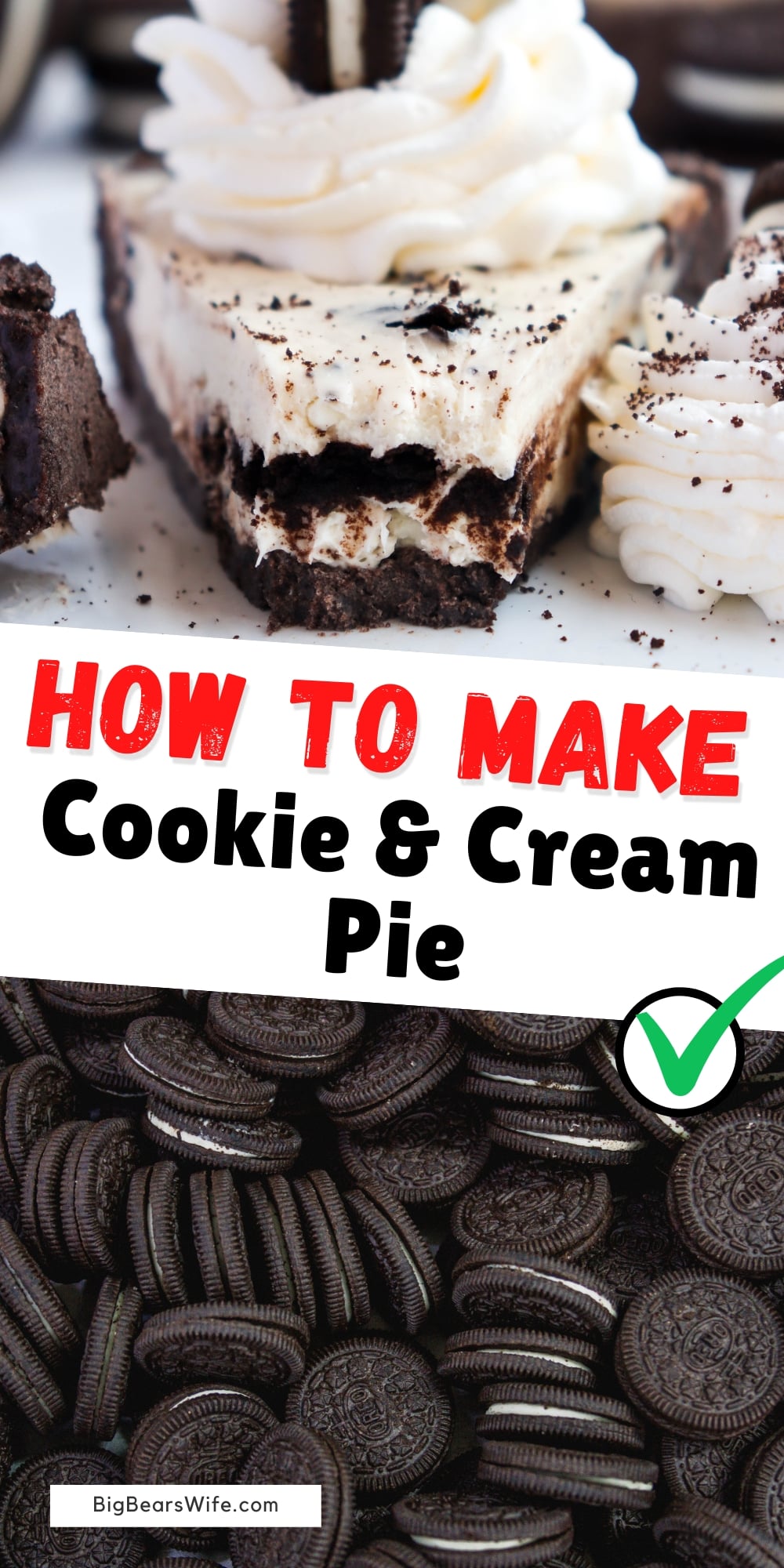 Are you looking for a dessert that is sure to impress your guests or satisfy your sweet tooth? Look no further than cookies and cream pie! This delicious dessert is perfect for any occasion, from dinner parties to solo indulgence. via @bigbearswife