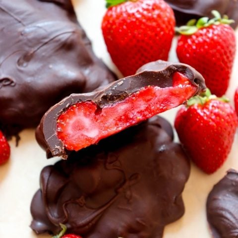 Frozen Chocolate Covered Strawberry Bites