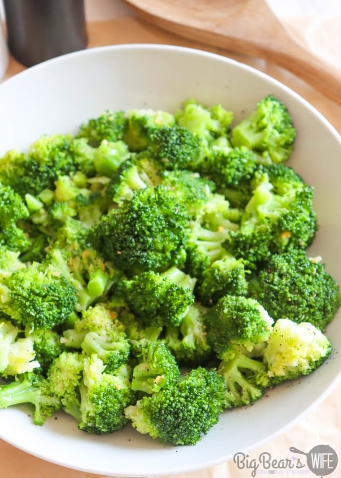 Garlic Butter Broccoli in white bowl