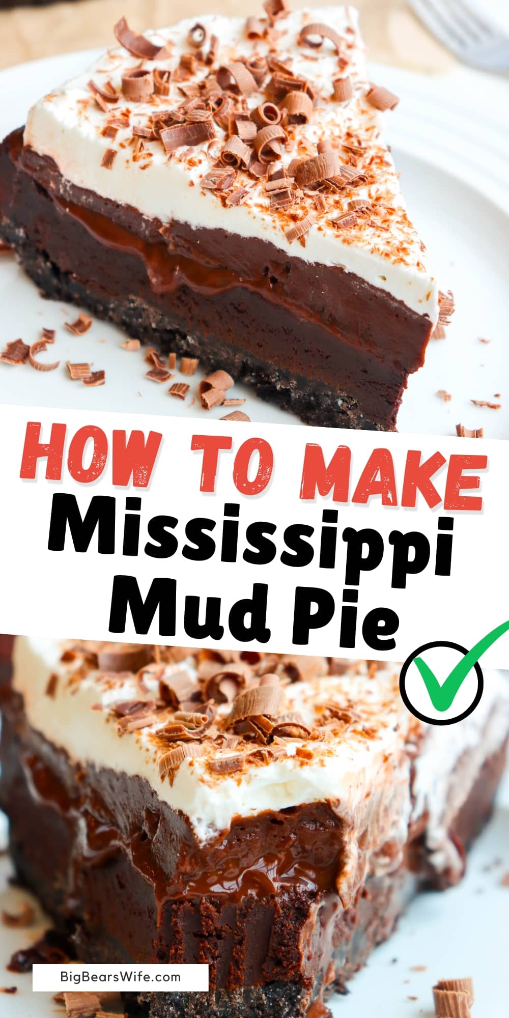 Calling all chocolate fanatics! Prepare to be blown away by the ultimate Mississippi Mud Pie recipe that will transport you to dessert heaven. Dive into a luscious chocolate crust, followed by layers of fudgy brownie, hot fudge sauce and chocolate pudding . Then it is finished with a homemade whipped cream topping and chocolate shavings. This is the dessert dreams are made of! via @bigbearswife