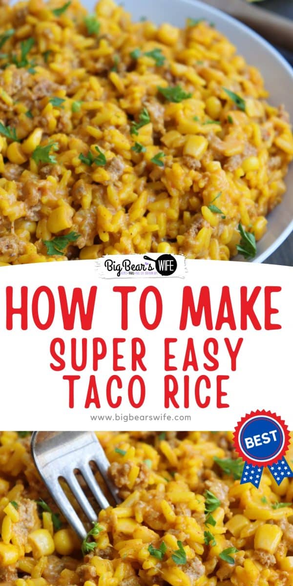 This Taco Rice is one of our favorite so to meals! Perfect on its own and great for stuffing tacos! Hard Taco Shells or Soft Tortillas, fill either for the perfect lunch or dinner!