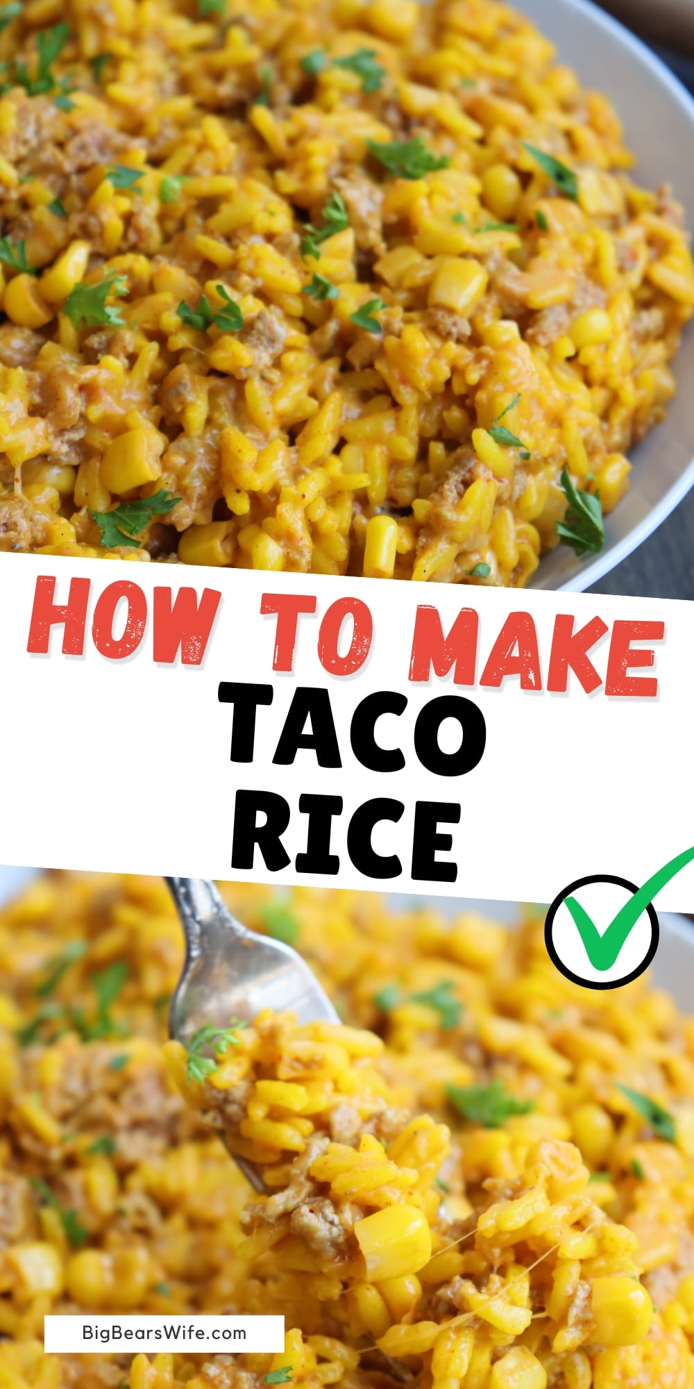 This Taco Rice is one of our favorite so to meals! Perfect on its own and great for stuffing tacos! Hard Taco Shells or Soft Tortillas, fill either for the perfect lunch or dinner!  via @bigbearswife