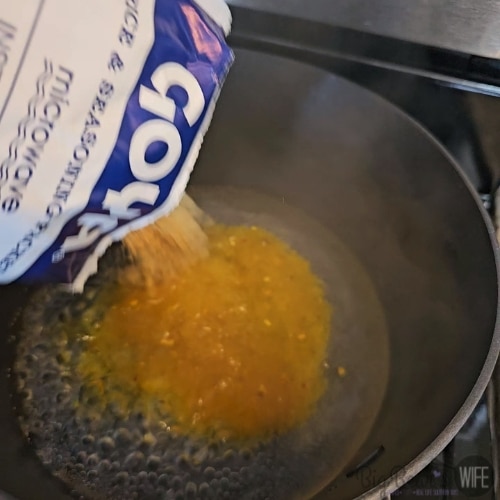 adding rice mix to water