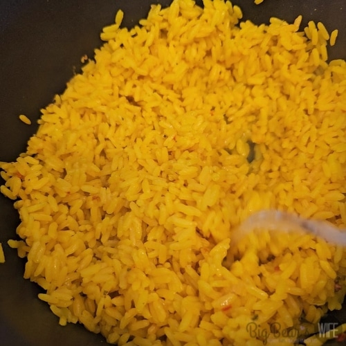 yellow rice in pot