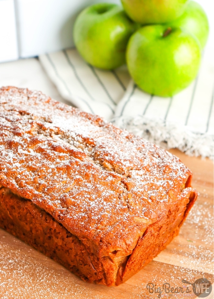 Apple Cinnamon Pound Cake dusted with powdered sugar