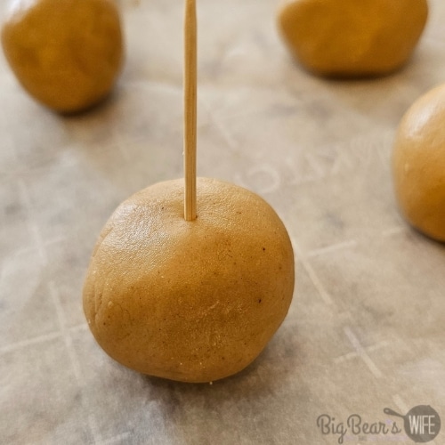 peanut butter ball with tooth pick
