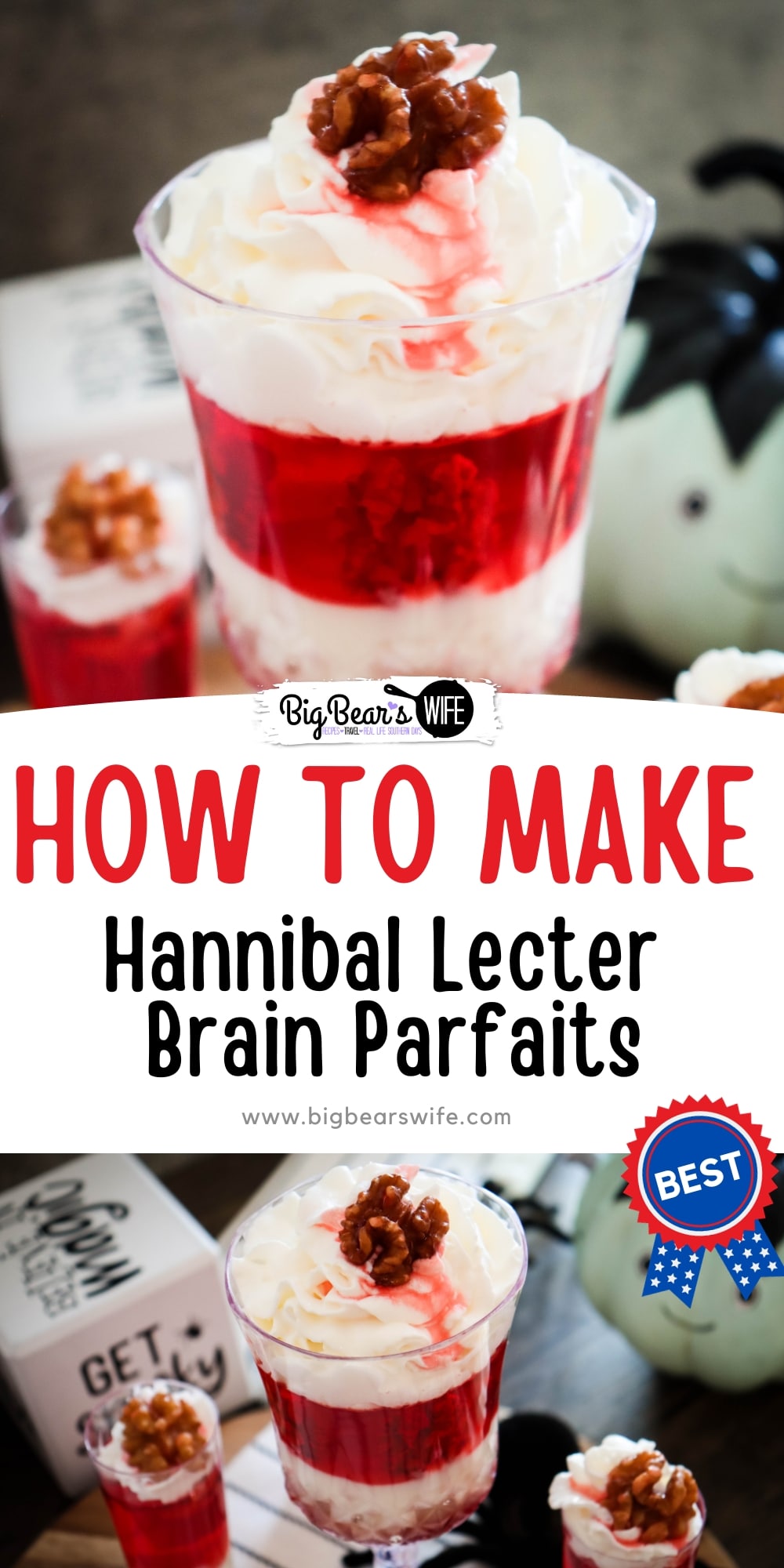 These spooky Hannibal Lecter Brain Parfaits are the perfect desserts for your next Halloween party! You'll love these creepy treats and how easy they are to make! via @bigbearswife