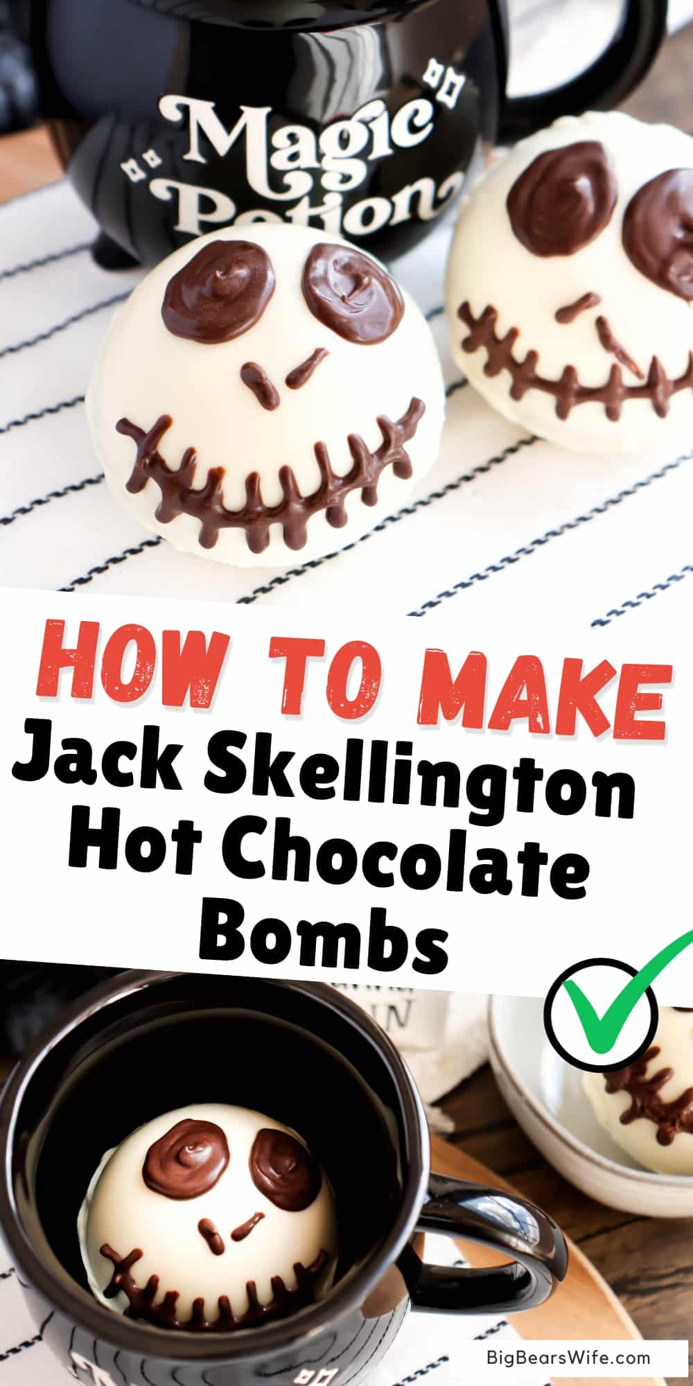 A Nightmare Before Hot Chocolate: Jack Skellington Hot Chocolate Bombs are Here! Step into a whimsical nightmare with Jack Skellington hot chocolate bombs that will send shivers down your spine and warm your soul.  via @bigbearswife