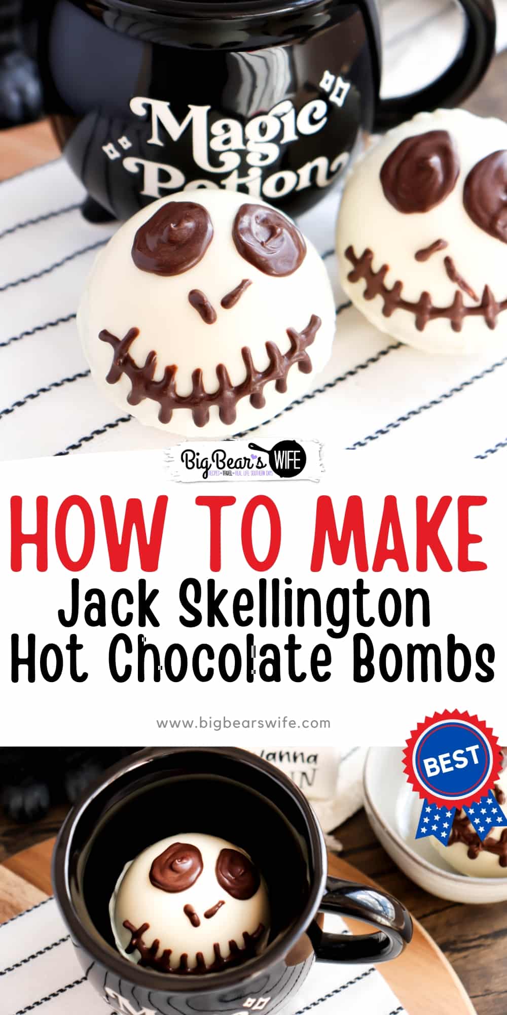 A Nightmare Before Hot Chocolate: Jack Skellington Hot Chocolate Bombs are Here! Step into a whimsical nightmare with Jack Skellington hot chocolate bombs that will send shivers down your spine and warm your soul.  via @bigbearswife